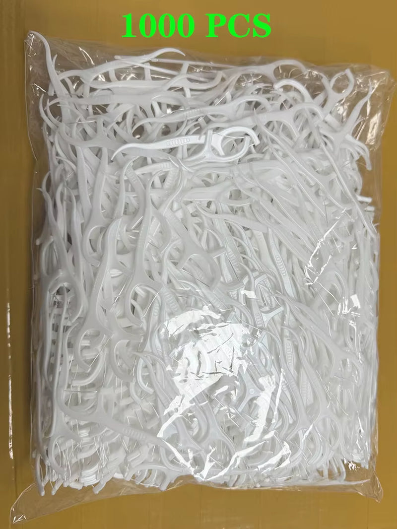 1000Pcs Mint Flavor Dental Floss Picks Toothpicks with Thread Fil Dentaire Hilo Dental Flosser Tooth Threads Teeth Cleaning