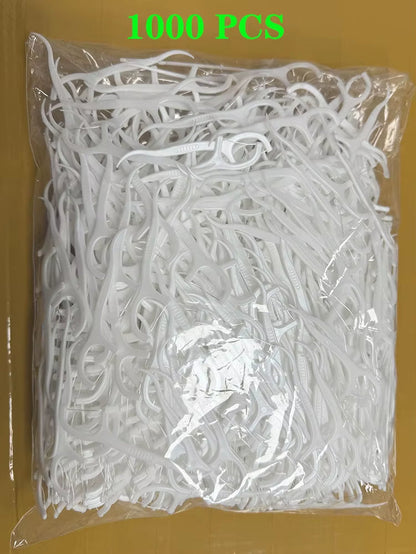 1000Pcs Mint Flavor Dental Floss Picks Toothpicks with Thread Fil Dentaire Hilo Dental Flosser Tooth Threads Teeth Cleaning