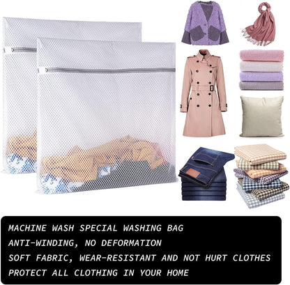 2 Pack Mesh Laundry Bag-2 XXL Oversize Delicates Laundry Bag-Extra Large Durable Laundry Wash Bag with New Honeycomb Mesh-Big Clothes,Household,Bed Sheet,Stuffed Toys,Lingerie Net Bags for Laundry