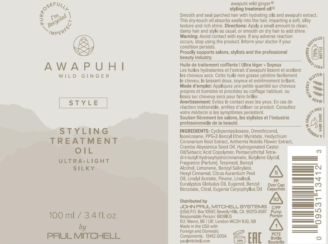 Awapuhi Wild Ginger Paul Mitchell Awapuhi Wild Ginger Styling Treatment Oil